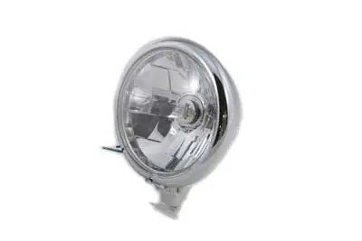 Chrome 5-3/4 Inch Round Faceted Headlamp Assembly - V-Twin Mfg. 1