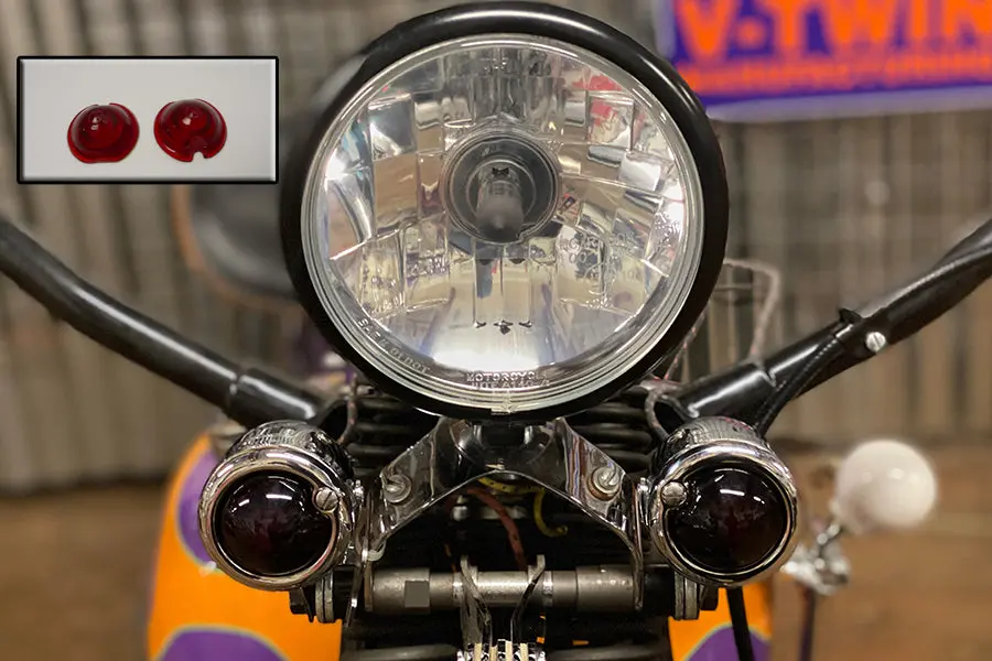 Replica Marker Lamp Lens Glass Bullet Style Red - V-Twin Mfg. 1