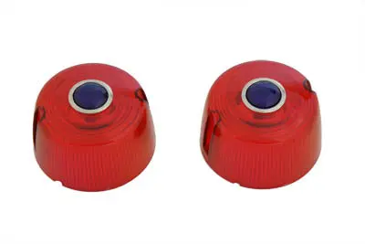 Turn Signal Lens Set Red With Blue Dot - V-Twin Mfg. 1
