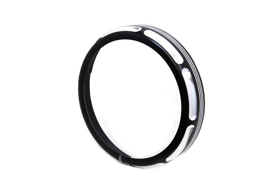 7 Inch Black Anodize Burst Headlamp Trim Ring - V-Twin Mfg. 1