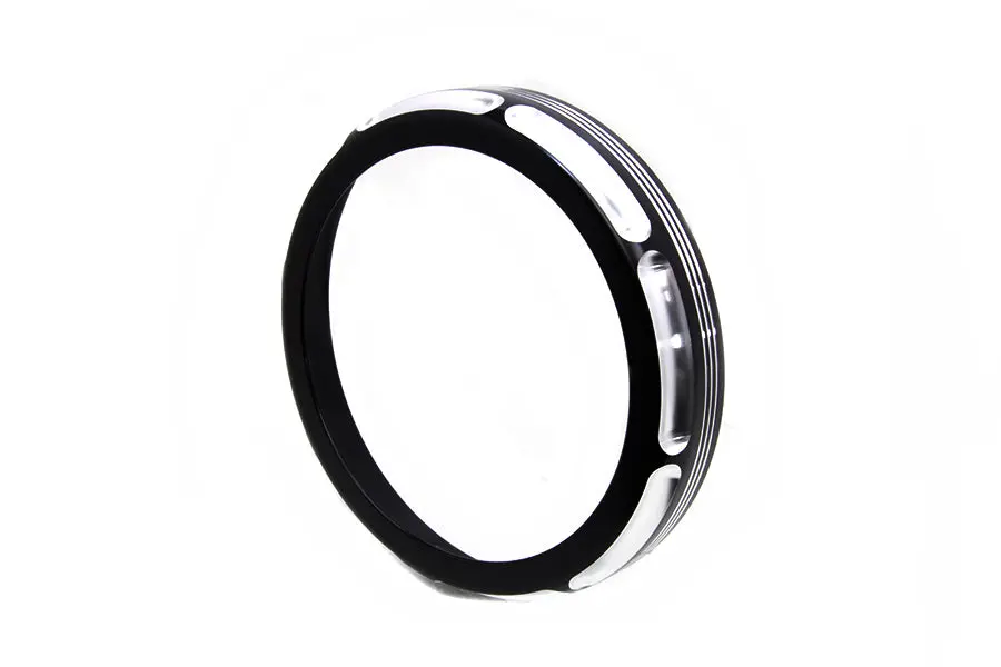 7 Inch Black Anodize Burst Headlamp Trim Ring - V-Twin Mfg. 1