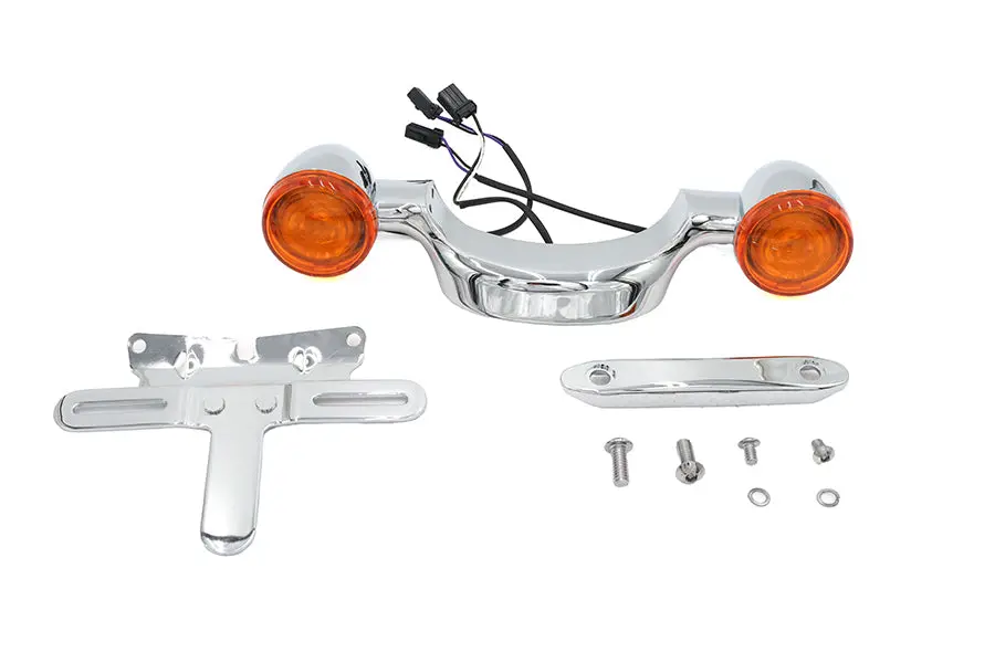 Chrome Bullet Rear Turn Signal Bar And License Plate - V-Twin Mfg. 1
