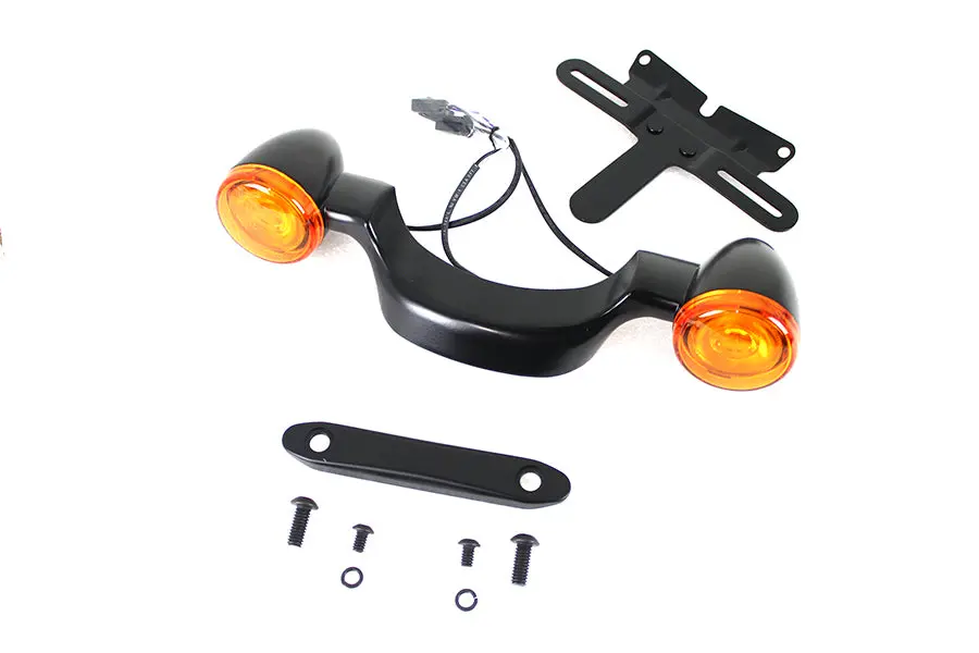 Black Bullet Rear Turn Signal Bar And License Plate - V-Twin Mfg. 1
