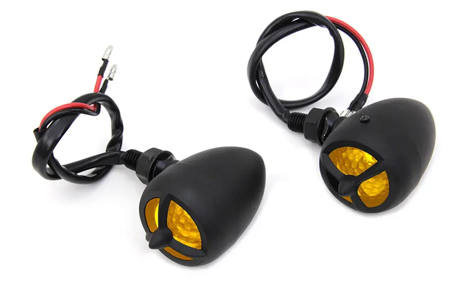 Black Torpedo Bullet Style Marker Lamp Set - V-Twin Mfg. 1