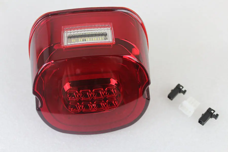 Red Lens Tail Lamp With Led Turn Signals - V-Twin Mfg. 1