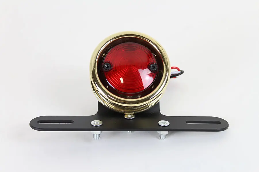 Led Round Tail Lamp Assembly Brass - V-Twin Mfg. 1