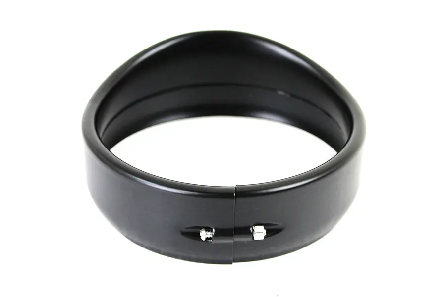 5-3/4 Inch Visor Style Headlamp Trim Ring Black - V-Twin Mfg. 1