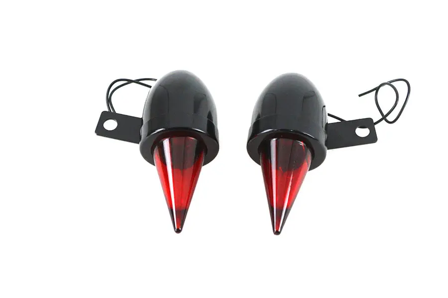 Torpedo Bullet Lamp Set Black With Brackets - V-Twin Mfg. 1