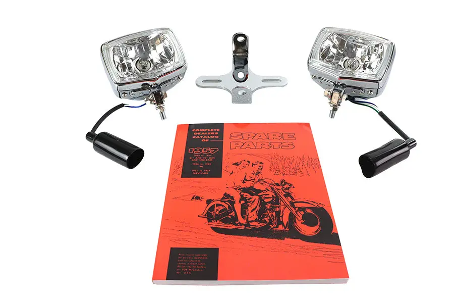 Dual Rectangular Headlamp Kit Chrome - V-Twin Mfg. 1