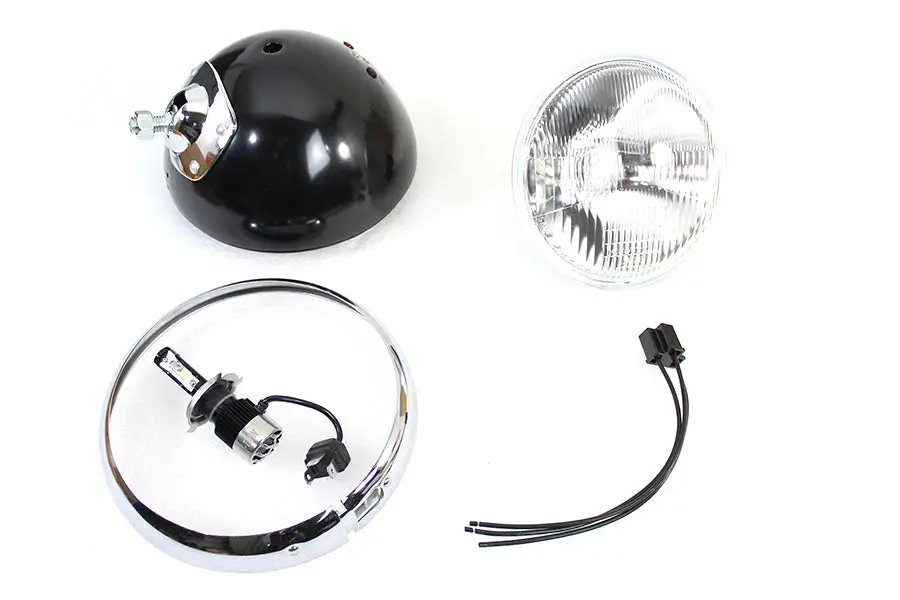 7 Inch 12 Volt Led Headlamp Black - V-Twin Mfg. 1