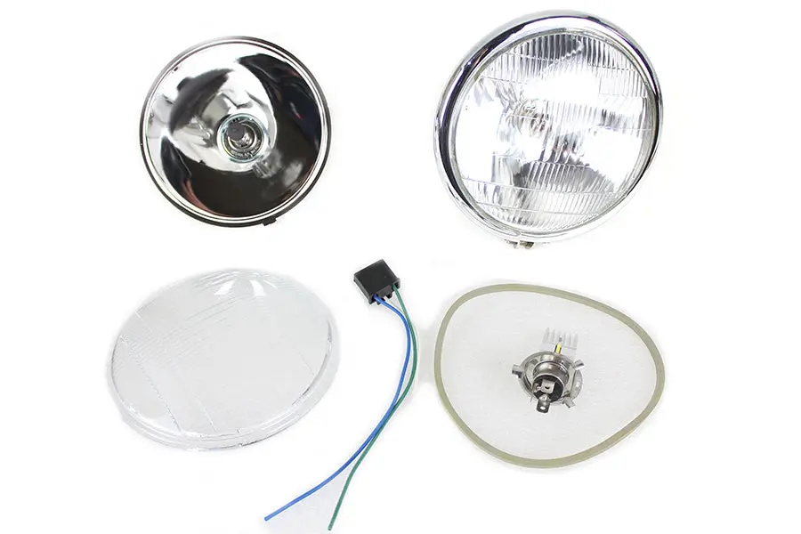 6-1/2 Inch Spring Fork 6 Volt Led Headlamp Chrome - V-Twin Mfg. 1