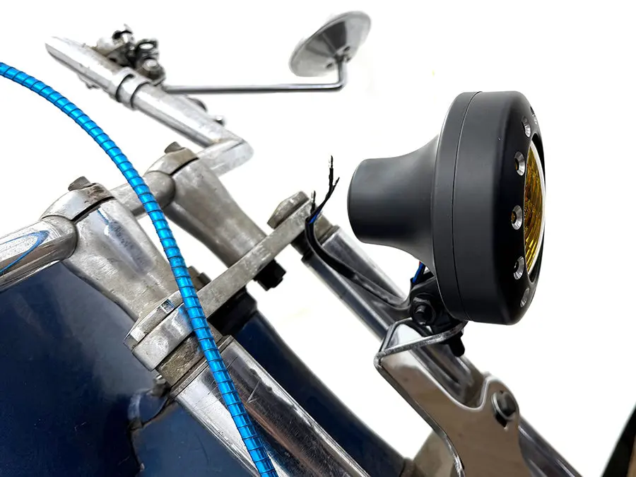 4 Inch Retro Headlamp Black - V-Twin Mfg. 1