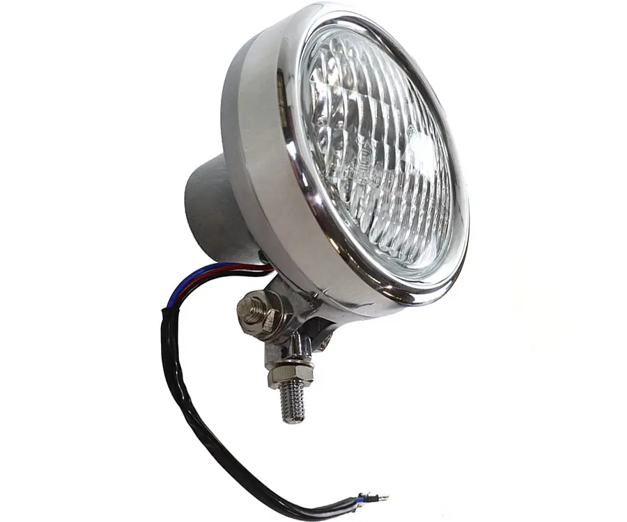 4 Inch Retro Headlamp Polished - V-Twin Mfg. 1