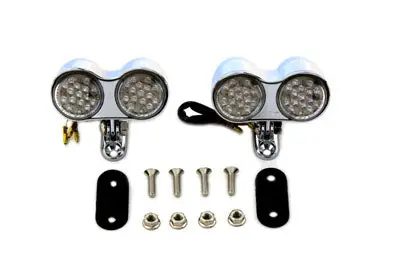 Chrome Oval Tail Lamp Assembly Red And Amber Led - V-Twin Mfg. 1