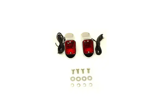 Flush Deco Marker Lamp Set With Red Lens - V-Twin Mfg. 1
