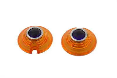 Marker Lamp Lens Amber With Blue Dot Bullet Style - V-Twin Mfg. 1
