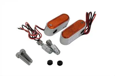Chrome Marker Lamp Set With Amber Lens - V-Twin Mfg. 1