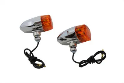 Chrome Snake Eye Marker Lamp Set Amber - V-Twin Mfg. 1