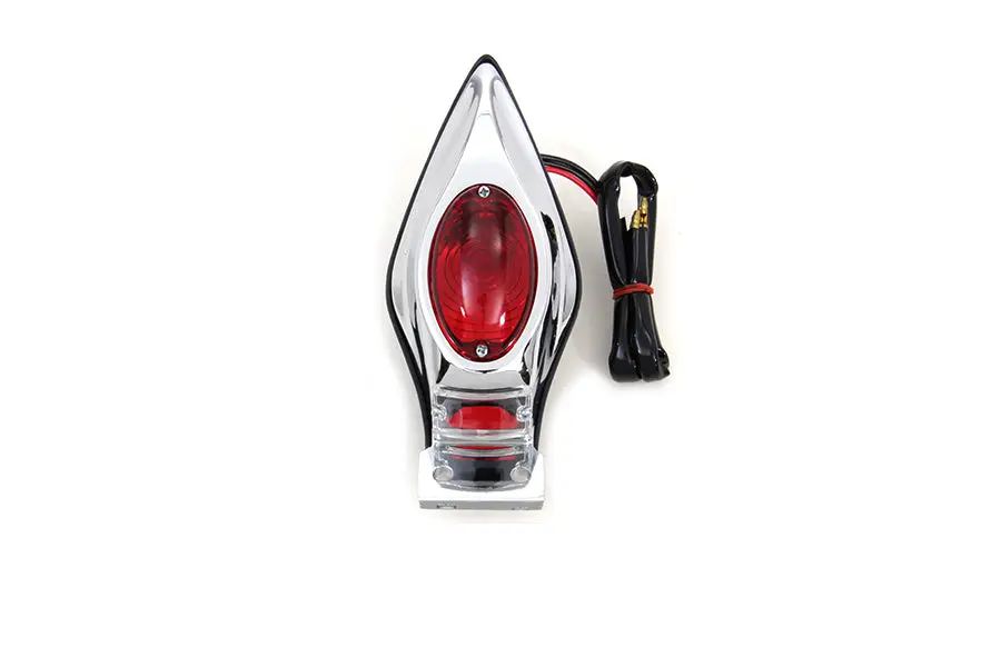 Chrome Teardrop Bulb Tail Lamp Assembly With Red Lens - V-Twin Mfg. 1