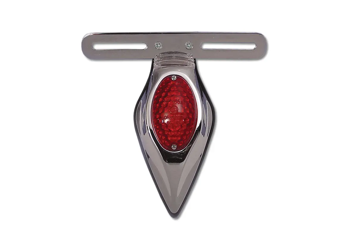 Chrome Teardrop Led Tail Lamp Assembly With Red Lens - V-Twin Mfg. 1