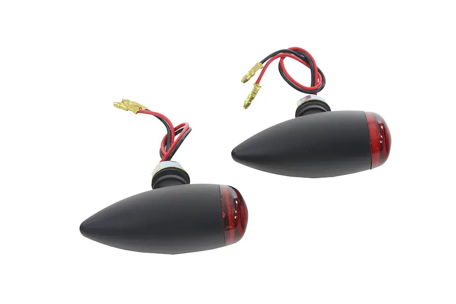 Mini Led Bullet Red Lens Marker Lamp Set - V-Twin Mfg. 1