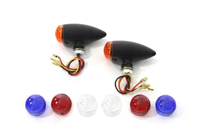 Mini Led Bullet Amber Lens Marker Lamp Set - V-Twin Mfg. 1