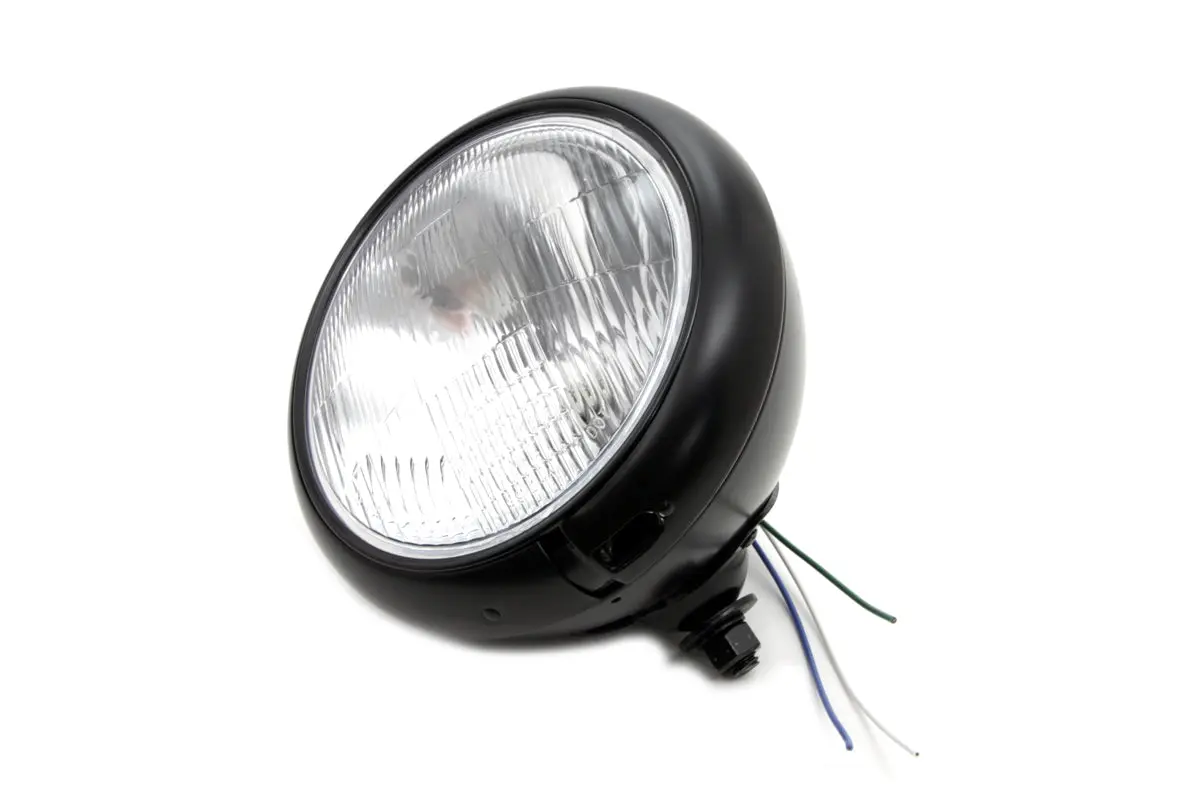 7 Inch Headlamp Assembly H-4 Type Black - V-Twin Mfg. 1