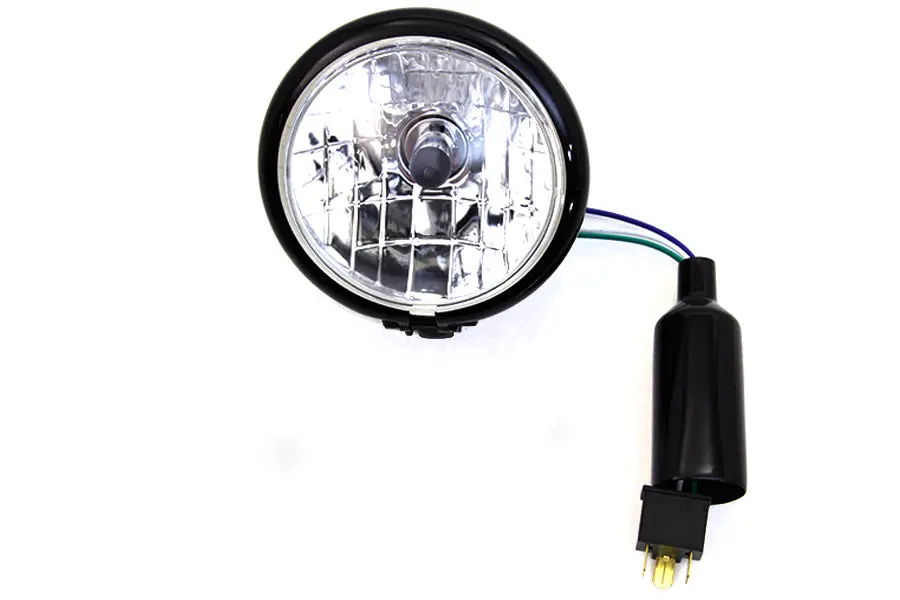 4-1/2 Inch Round Headlamp Black - V-Twin Mfg. 1