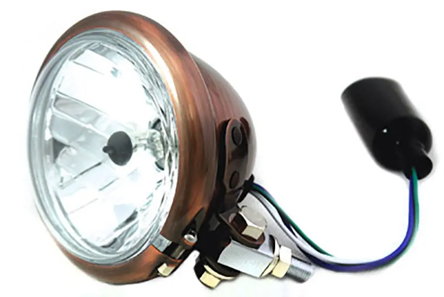 4-1/2 Inch Copper H-3 Round Headlamp - V-Twin Mfg. 1