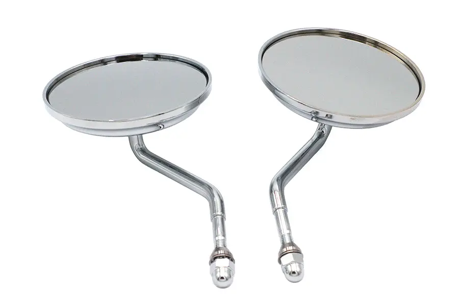 Air Flow Mirror Set With Steel Stems Chrome - V-Twin Mfg. 1