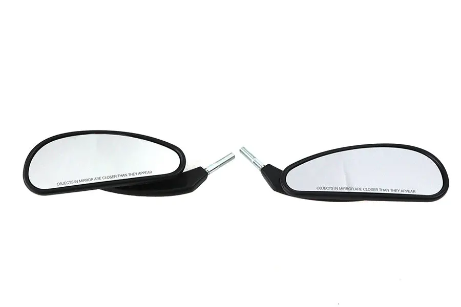 Billet Style Teardrop Mirror Set Black - V-Twin Mfg. 1