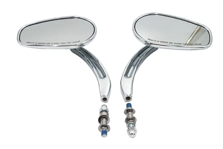 Rectangle Taper Mirror Set With Billet Stems Chrome - V-Twin Mfg. 1
