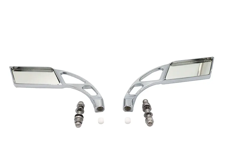Parallelogram Mirror Set With Billet Slotted Stem Chrome - V-Twin Mfg. 1