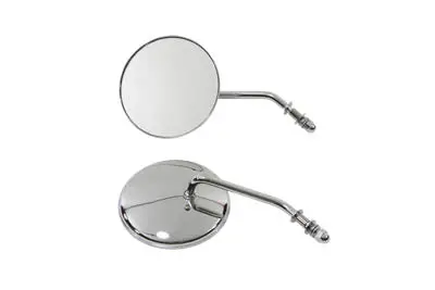 4-1/2 Inch Round Mirror Set With Round Stock Stems Chrome - V-Twin Mfg. 1