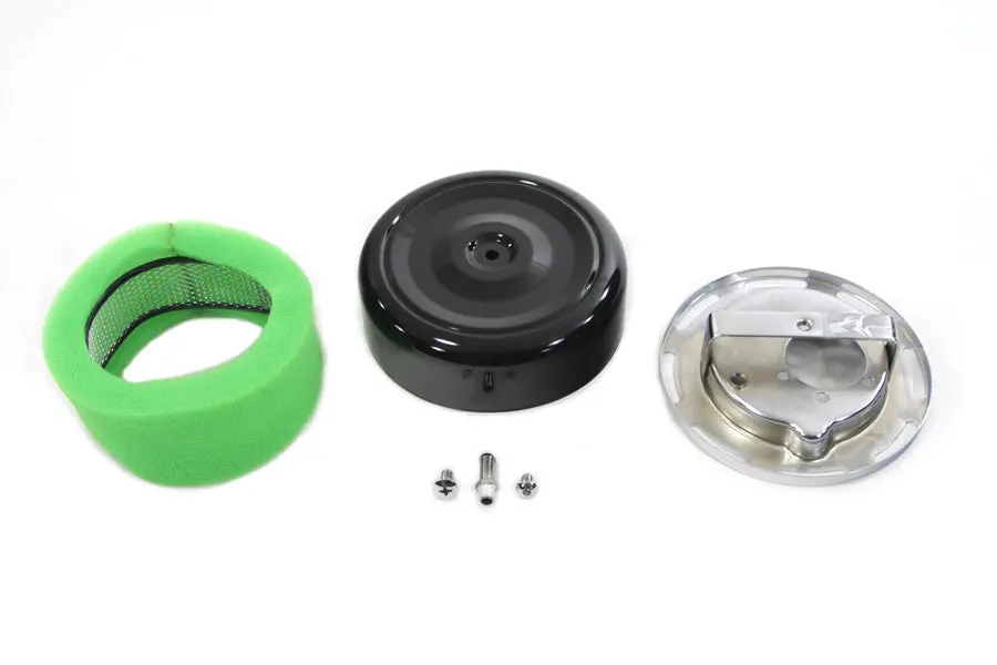 7 Inch Round Air Cleaner With Black Cover - V-Twin Mfg. 1