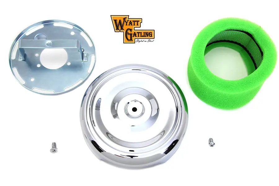 Wyatt Gatling 8 Inch Round Air Cleaner Chrome - V-Twin Mfg. 1