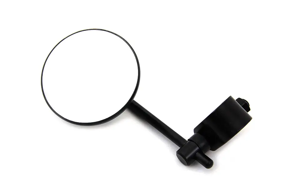 Black 3 Inch Round Mini Mirror With Clamp On Stem - V-Twin Mfg. 1