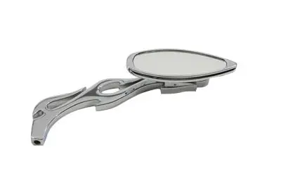 Teardrop Mirror With Billet Flame Stem Chrome - V-Twin Mfg. 1