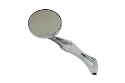 3 Inch Billet Round Mirror With Billet Flame Stem - V-Twin Mfg. 1