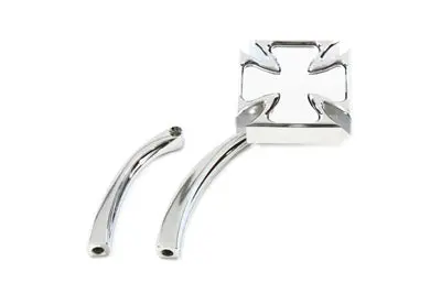 Red Baron Mirror With Billet Curved Stem Chrome - V-Twin Mfg. 1