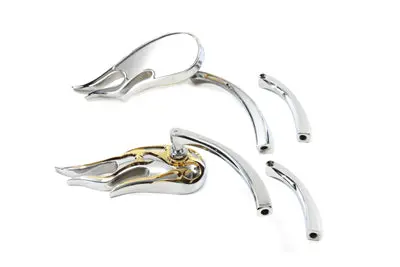 Fireball Mirror Set With Curved Stems Chrome - V-Twin Mfg. 1