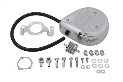 Teardrop Air Cleaner Kit Chrome Flame - V-Twin Mfg. 1