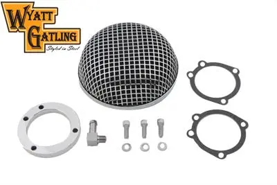 Wyatt Gatling Round Mesh Air Cleaner Chrome - V-Twin Mfg. 1