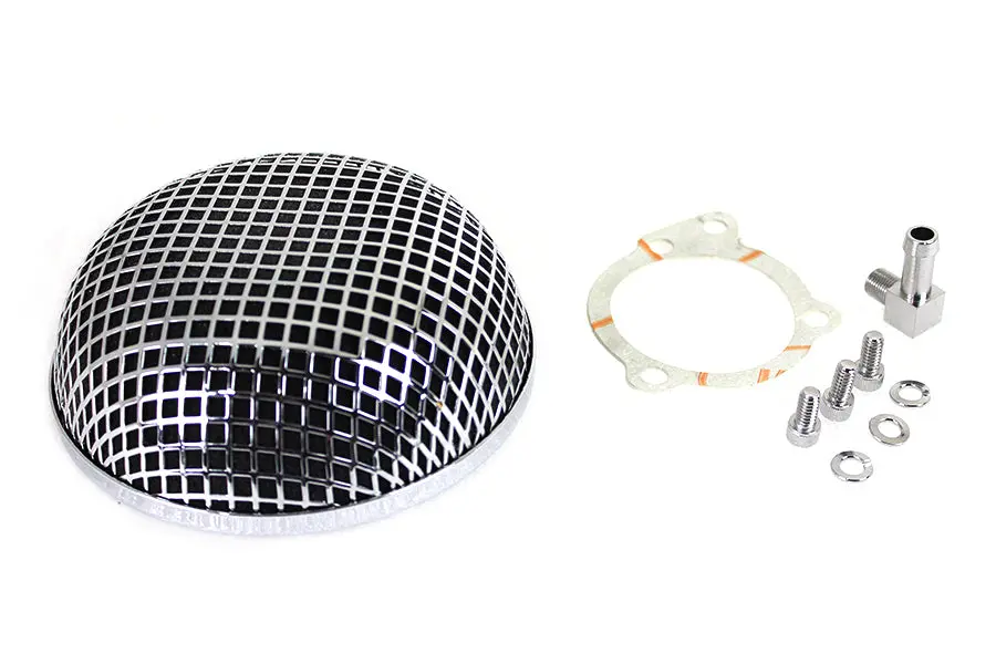 Wyatt Gatling Round Mesh Air Cleaner Chrome - V-Twin Mfg. 1