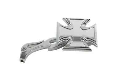 Chrome Maltese Mirror With Billet Flame Stem - V-Twin Mfg. 1