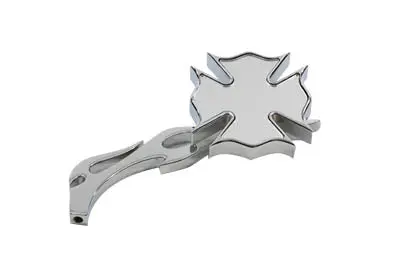 Chrome Firefighter Mirror With Billet Flame Stem - V-Twin Mfg. 1