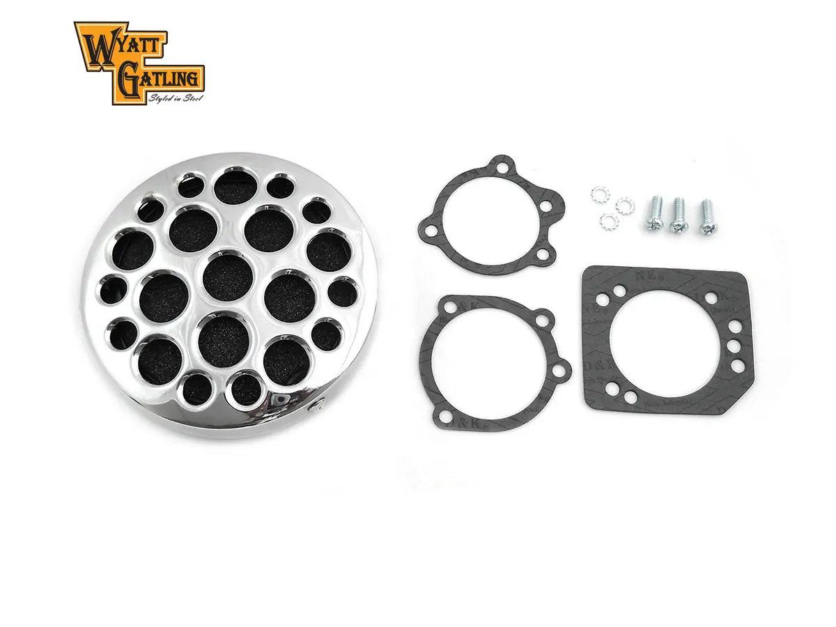 Wyatt Gatling Chrome Drilled Cv Air Cleaner - V-Twin Mfg. 1