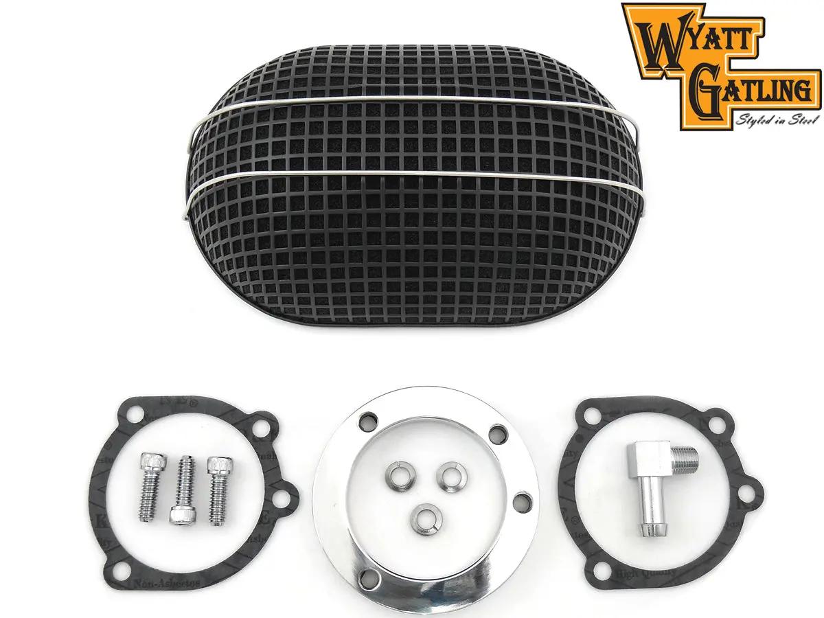 Wyatt Gatling Black Oval Mesh Air Cleaner - V-Twin Mfg. 1
