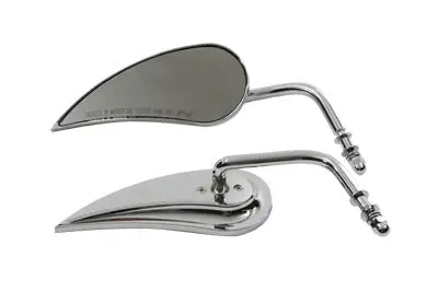 Wyatt Gatling Teardrop Mirror Set With Round Curved Stems - V-Twin Mfg. 1
