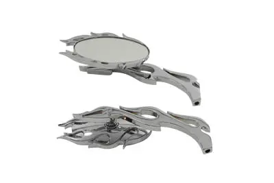 Fireball Mirror Set With Flame Stems Chrome - V-Twin Mfg. 1